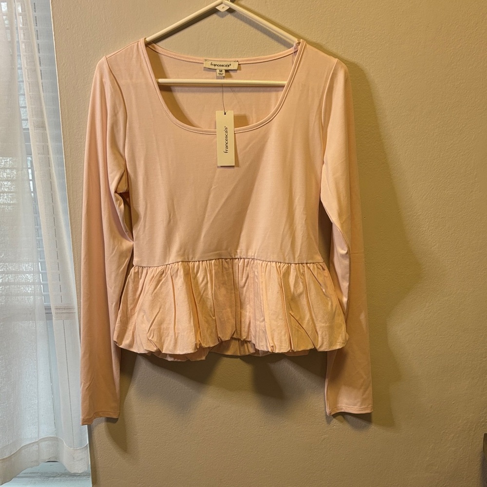 Valentines Francesca's Blush Pink Peplum top Medium